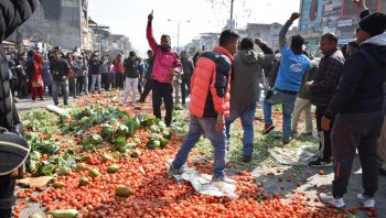 चितवनमा लागत अनुसारको मूल्य नपाएपछि सडकमै तरकारी फ्याँकेर विरोध