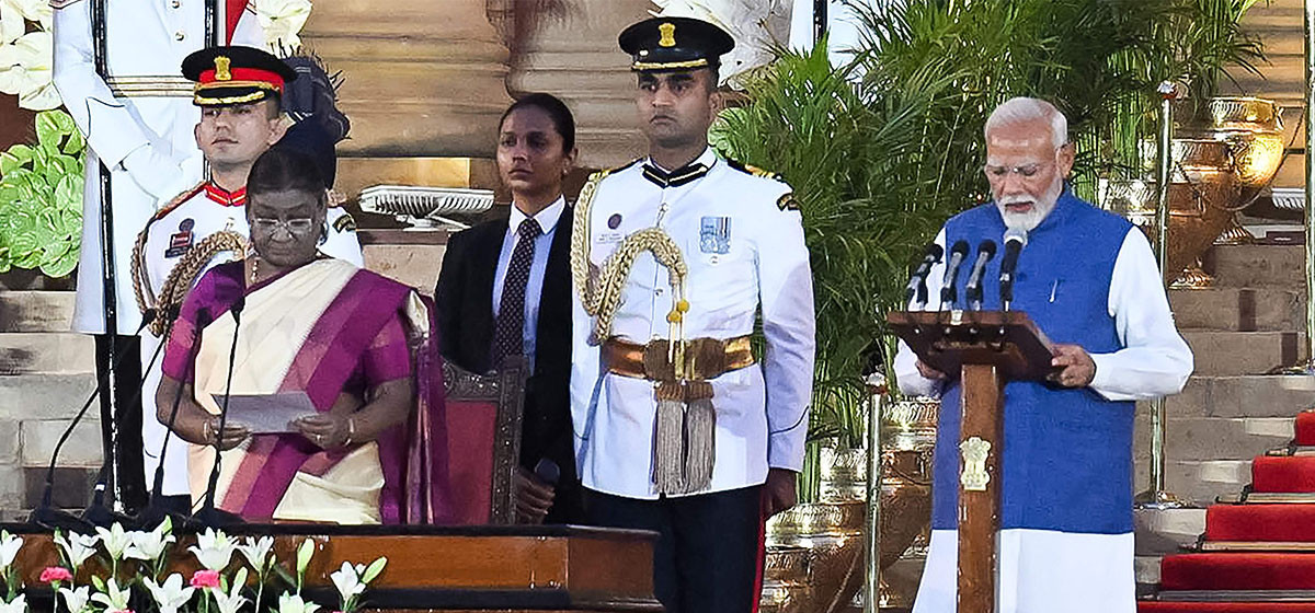 भारतमा नरेन्द्र मोदीले तेस्रो पटक लिए प्रधानमन्त्री पदको शपथ